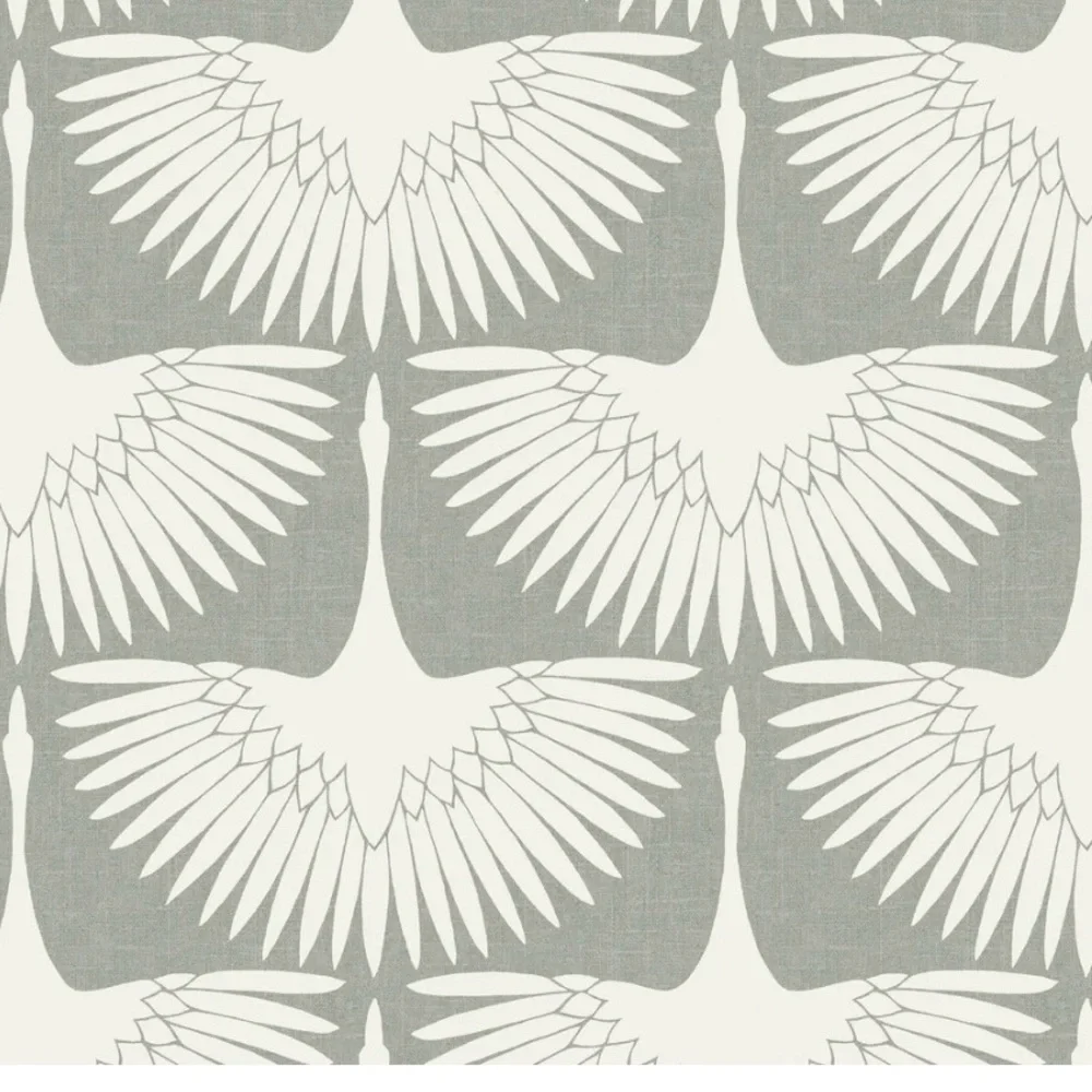 New Sealed TEMPAPER grey Feather Flock chalk self- adhesive, removable Wallpaper